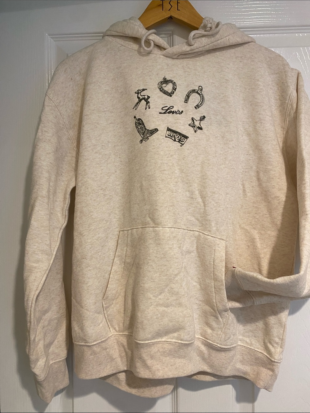 Levi's Cream Pullover Hoodie with Center Graphic
